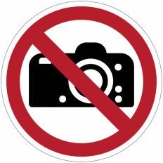 ISO 7010 prohibition sign "No photography" - P029 adhesive