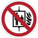 ISO 7010 prohibition sign "Do not use lift in case of fire" -