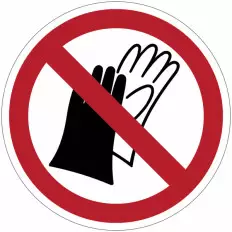 ISO 7010 prohibition sign "Gloves prohibited" - P028 adhesive