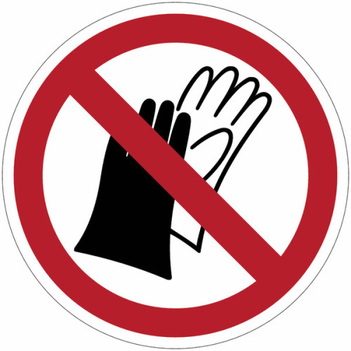 Señal de prohibición ISO 7010 « Prohibido usar guantes » - P028