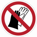 Señal de prohibición ISO 7010 « Prohibido usar guantes » - P028