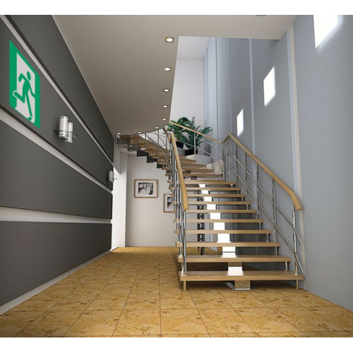 Pannello adesivo ISO 7010 "Uscita di emergenza (a sinistra)" -