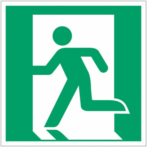 Señal adhesiva ISO 7010 « Salida de emergencia (izquierda) » -