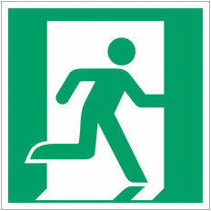 ISO 7010 safety sign "Emergency exit (right)" - E002 adhesive