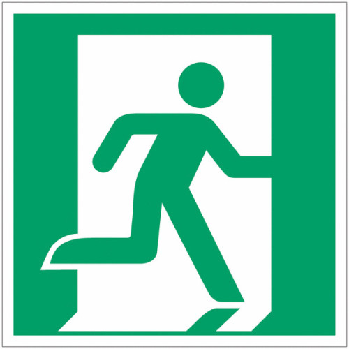 Panneau adhésif ISO 7010 « Sortie de secours (à droite) » -