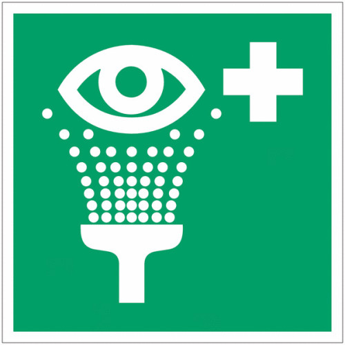 Panneau adhésif ISO 7010 "Lavage oculaire d'urgence" - E011