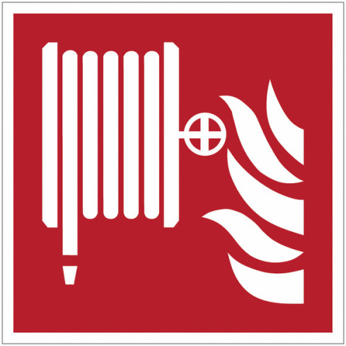 Placa adesiva ISO 7010 « Carretel de mangueira de incêndio » -