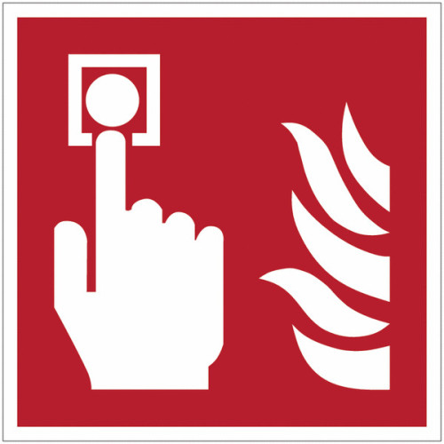 Panel adhesivo ignífugo ISO 7010 “Botón de alarma de incendio”