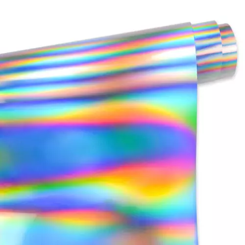 Adhesive film holographic effect silver plated cut to the 100cm
