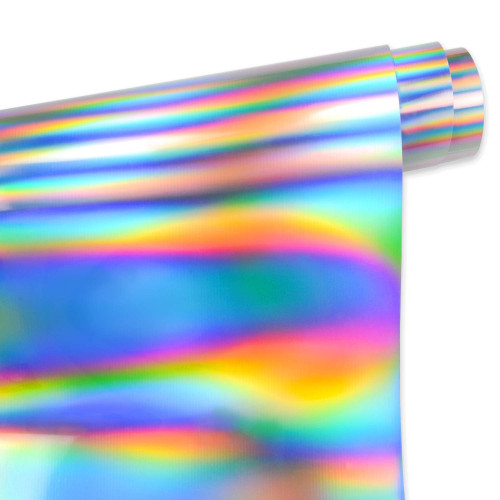 Película adhesiva efecto holográfico plateado corte en el