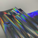 Película adhesiva efecto holográfico plateado corte en el