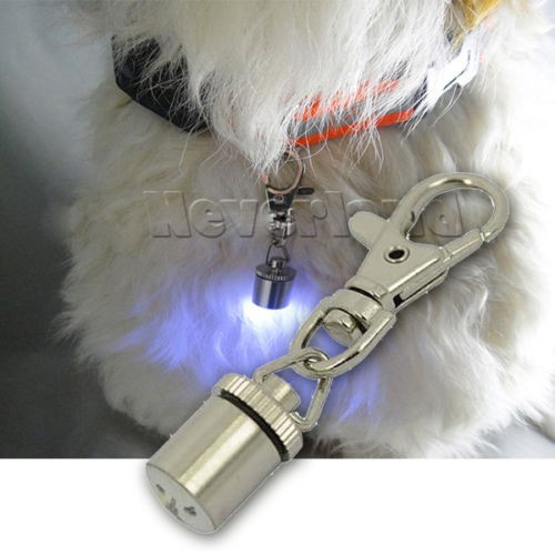 Luz de segurança LED prateada para coleira de cães e gatos