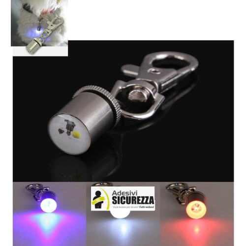 Luz de segurança LED prateada para coleira de cães e gatos