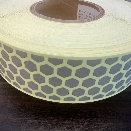Fita de tecido para costura luminescente refletiva hexagonal