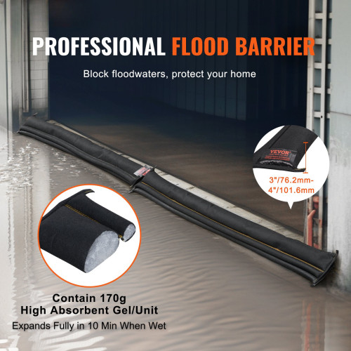5 flood barriers, water-activated flood control bags for home