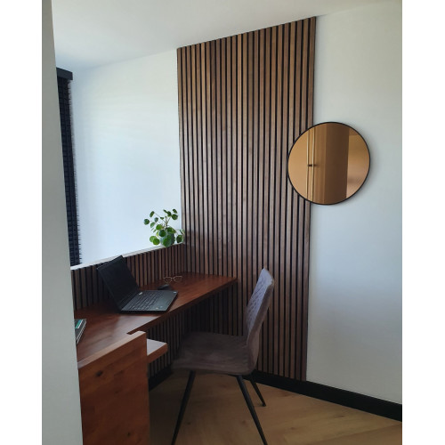 Slatted acoustic sound-absorbing panel fire-rated for interiors