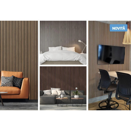 Slatted acoustic sound-absorbing panel fire-rated for interiors