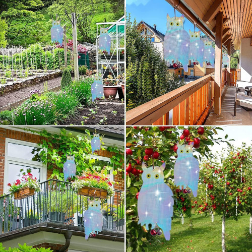 2 reflective owl scarecrow bird deterrents to protect balcony