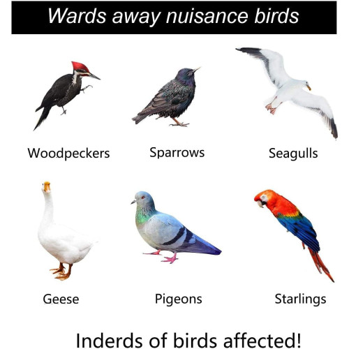 2 búhos espantapájaros reflectantes disuasorios para proteger