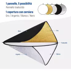 5-in-1 foldable light reflector photography set with stand 60cm 2
