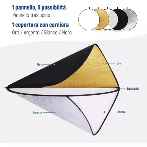 Kit réflecteur de lumière 5 en 1 pliable avec support