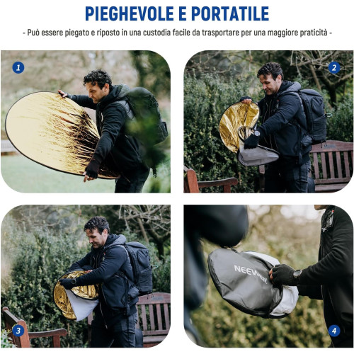 5-in-1 foldable light reflector photography set with stand 80cm