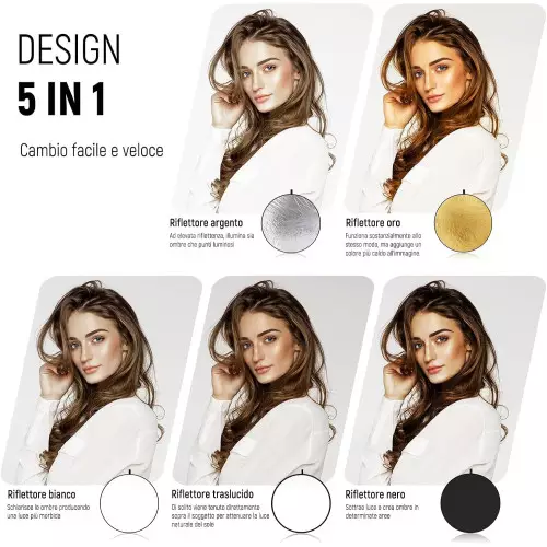 5-in-1 foldable light reflector photography set with stand 80cm