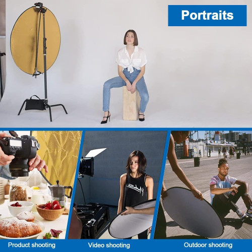 5-in-1 faltbarer Lichtreflektor Fotografie-Set mit Ständer 80cm