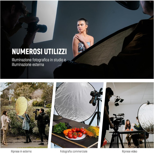 5-in-1 faltbarer Lichtreflektor Fotografie-Set mit Ständer 60cm