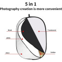 5-in-1 foldable light reflector photography set with stand 60cm