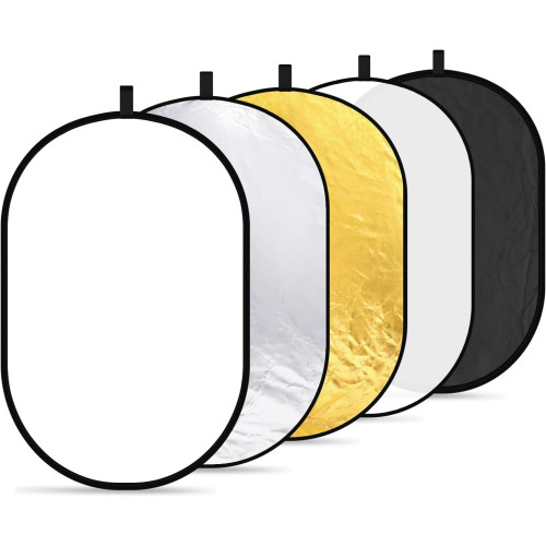 5-in-1 foldable light reflector photography set with stand 60cm