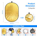 5-in-1 foldable light reflector photography set with stand 60cm