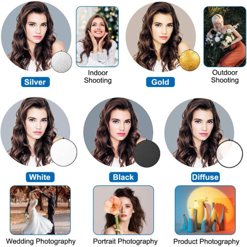 Set Fotografia Riflettore di luce 5 in 1 Pieghevole con