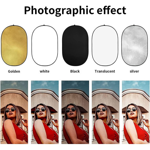 5-in-1 foldable light reflector photography set with stand 60cm