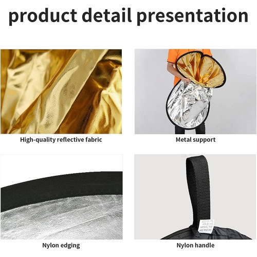 5-in-1 foldable light reflector photography set with stand 60cm