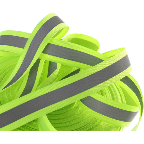 Yellow/Grey reflective fabric sew on tape - 30/50mm x 2MT Best