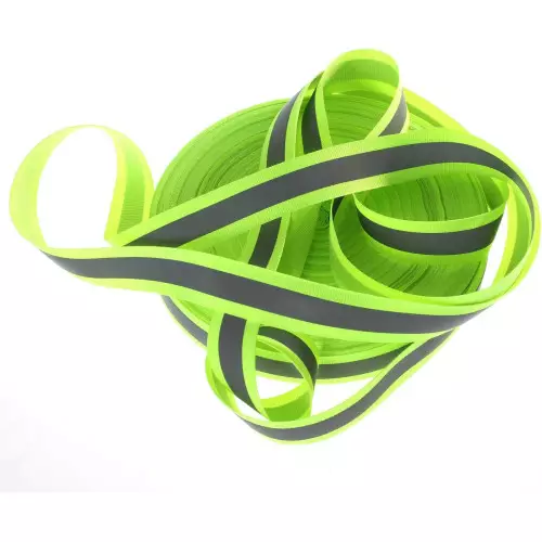 Nastro da cucire rifrangente combinato giallo/grigio 30/50mm