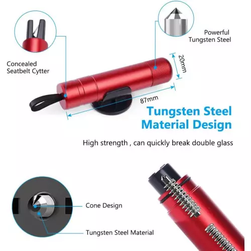 Martello di Sicurezza Rompi Finestrino per Auto 2 in 1 taglia