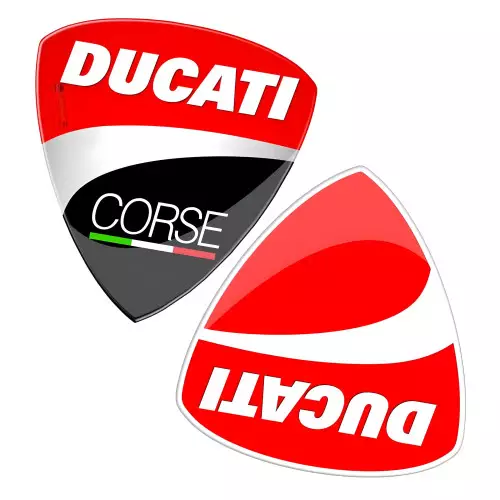Emblème logo DUCATI et DUCATI CORSE autocollant en résine effet