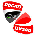 Emblème logo DUCATI et DUCATI CORSE autocollant en résine effet