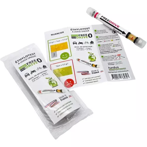 Éthylotest portable jetable certifié UE avec limite 0,5 sur le