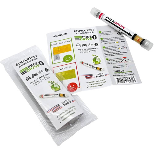 Portable single-use breathalyzer EU certified with 0.