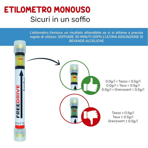Etilometro portatile monouso certificato EU con limite 0,5 su