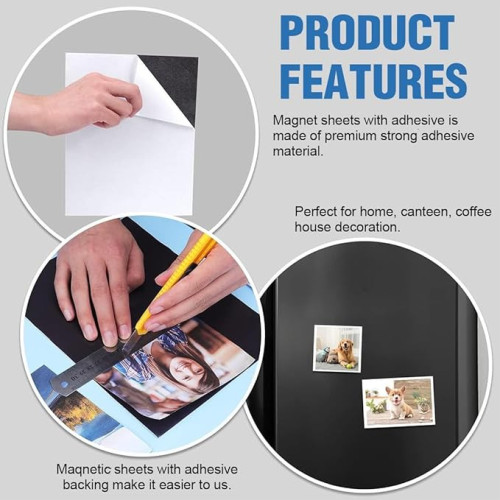 Adhesive rubber magnetic sheet 5 sheets 10x15cm flexible and