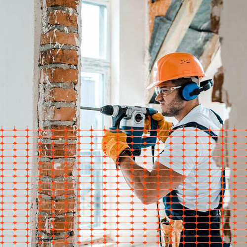 Baustellennetz für orangefarbene Kunststoffzäune auch für den
