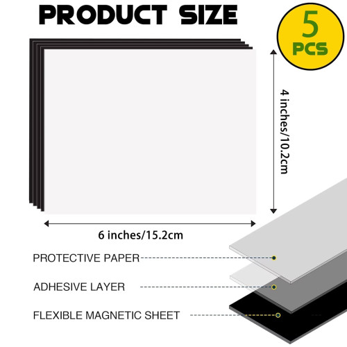 Adhesive rubber magnetic sheet 5 sheets 10x15cm flexible and