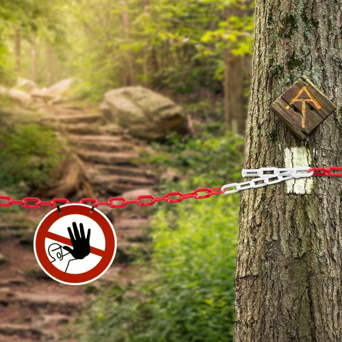 Plastic chain for parking and safety, white and red, 6 mm, from