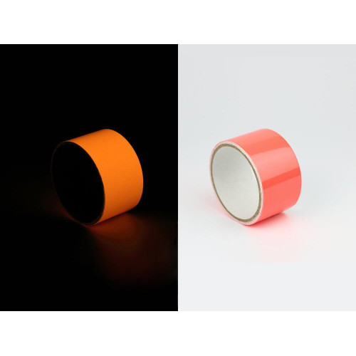 Phosphorescent and Fluorescent orange adhesive tape glows in