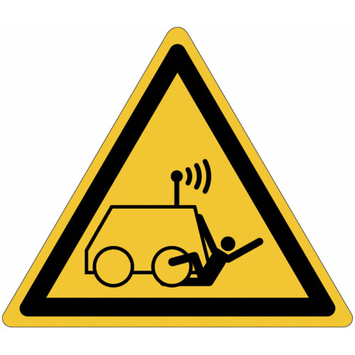ISO 7010 Schilder „Gefahr durch ferngesteuerte Fahrzeuge“ –