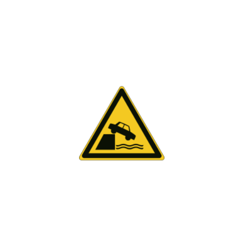 ISO 7010-Schilder „Gefahr durch ins Wasser fallende Fahrzeuge“